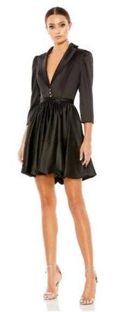 NWOT MAC DUGGAL 26913 BLACK SATIN A-LINE COLLAR BLAZER BELTED MINI DRESS 6