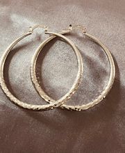 Sterling Silver 925 Stamped Diamond Cut Hollow Hoops