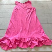 Fresh Produce Pink Sunrise Dress Women’s Sz Large Sleeveless with Ruffle Flirty