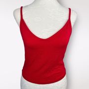 Bershka Red Cropped Ribbed Tank Top Size Medium