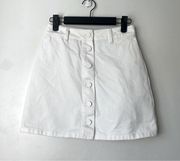 White Denim Button Front Mini Skirt UK 6 / US 2 XS