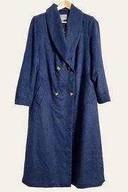 Jessica London Navy Blue Wool Blend Double Breasted Shawl Collar Trench Coat 14W