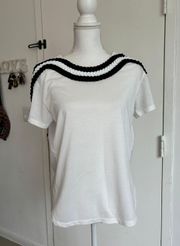 Silk & Cotton White & Black T-shirt Size 40/S