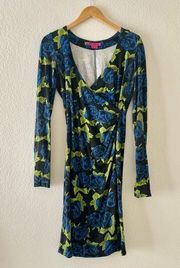 BETSEY JOHNSON vintage rare faux wrap long sleeve floral dress tin can rose