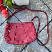 Cole Haan Adele Red Leather Pleated Crossbody Bag