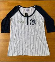 New York Yankees Concepts Sport White Reel Pinstripe Top, Size L