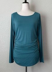 Soft Surroundings Teal Cinched Side Long Sleeves Top