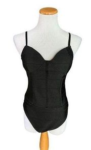 Womens Haute Monde Black Lined Sexy Shaper Bodysuit  - Sz L