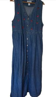 Jane Ashley vintage full button front denim dress, size Large