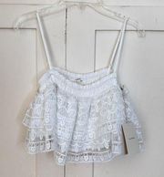 NWT Tularosa Ruffle Fringe White Crop Top XS