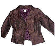 MAGGY LONDON VINTAGE 90s Fitted Plum Tapestry Blazer Size 8