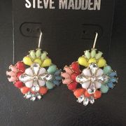 Steve Madden Multi Color Cluster Stones Earrings