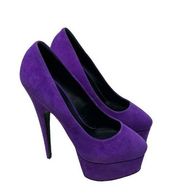 Giuseppe Zanotti Pointed-Toe Platform Suede Pump Heels Purple Size 39 US 9