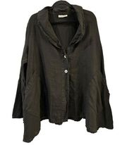 Bryn Walker Barnaby Linen Black Jacket Size 2X Pockets USA Plus Women's Flowy