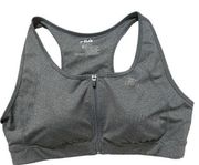 SPORT LIght Grey Heather Zip Front Medium-Impact Sports Bra XL