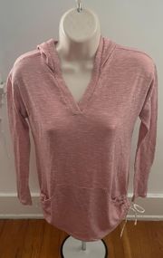 Pink Ribbed Hooded Lightweight w/side ties Sweater, size S