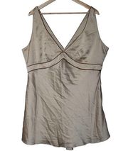 Abercrombie & Fitch Gold Brown Satin V-Neck Mini Dress Chemise Slip Size XL NWT