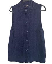 Talbots 100% Cotton Navy Blue Sleeveless Sweater Vest Size XL New with tags