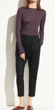 . Cozy Wool Blend Pull On Pleated Trouser Pants Black