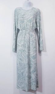 Open Edit Printed Mid-Riff Long Sleeves Maxi Dress