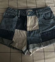 Patterned Jean Shorts