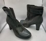 Aerosoles women’s 8.5 M grey leather suede ankle booties heel