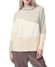 French Connection Patchwork Tonal Pullover Color Blocked Gray/Beige Size M