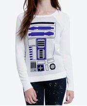 Star Wars R2-D2 Artoo Sweater Womens Juniors S White Knit Raglan Pullover