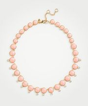 NWT  Goldtone Collar Necklace In Peachy- Pink With Rhinestones  16” + 2” Extender $64.50