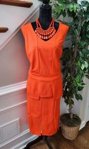 Ashley Stewart Women's Orange Polyester Top (20W) & Skirt ( 18W) 2 Piece Set