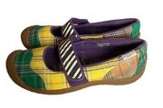 Keen Size 8 Harvest Mary Jane Shoes Plaid Patch Work Flats Slip On Bump toe