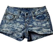 Delia's Denim Shorts with Palm Prints Sz 00