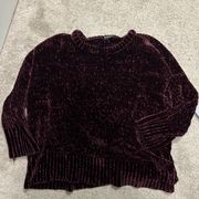 Dark Maroon Chunky Knit Sweater 