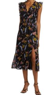 Paige "Katharina" Midi Dress, Black Multi Floral Sz small