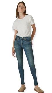 Womens lucky brand Mid Rise Ava Skinny Jean raw hem Lyell med wash ankle 4/27