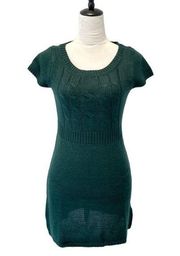 L.E.I. Sweater Dress Womens Size S Green Pine Scoop Neck Knit Pullover Mini Knit