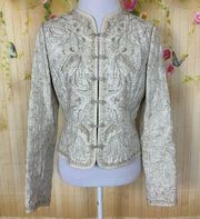 Elie Tahari Ecru Cotton Embroidered Blazer Size M