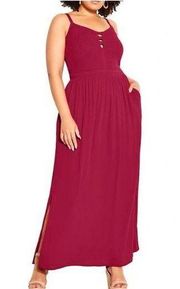 City Chic Rhubarb Red Riviera Maxi Dress Sz.L(20) NWT