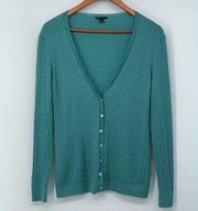 100% Wool Long Sleeve Cardigan Sweater Women's Size M