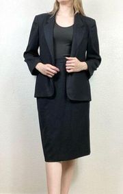 Vintage Evan Picone Black Wool Blazer & Skirt Suit Set