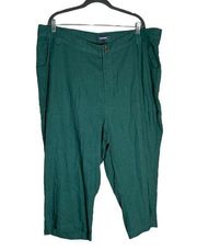 ModCloth Green High Rise Linen Blend Cropped Pants Plus Size 24