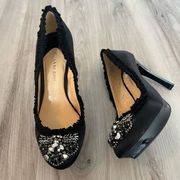 Gianni Bini 8 Black Sequin and Beaded Heels