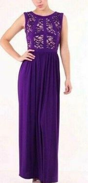 Purple Formal Lace Bodice Dress Prom Bridesmaid Marine Ball 5/6