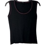 BCBGMaxAzria Sleeveless Tank Top Black Red Stitch Trim Medium