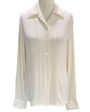 BROOKS BROTHERS SILK long sleeve ivory stretch button front blouse size 4