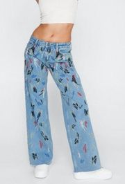 Low Rise Wife Leg Embroidered Jeans