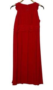 Signature by Sangria 14 Red Sleeveless Dress Pleated Bodice Keyhole Scoop Neck