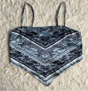 J for Justify Silky Blue Paisley Self Tie Bandana Crop Top Size Medium