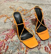 Orange Lace Up Heels