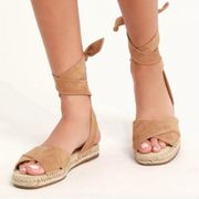 Splendid Tereza Suede Leather Ankle Wrap Lace Up Espadrille Sandals